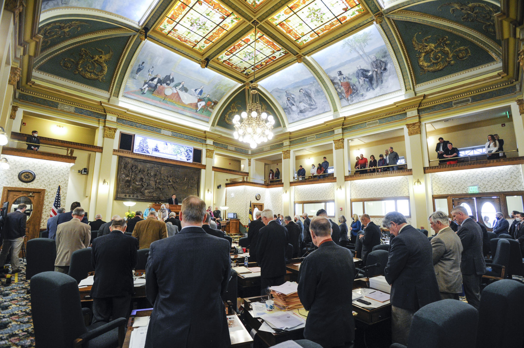 Legislators on the Senate floor